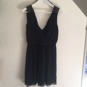Zara - Navy blue dress w/ embellished shoulders